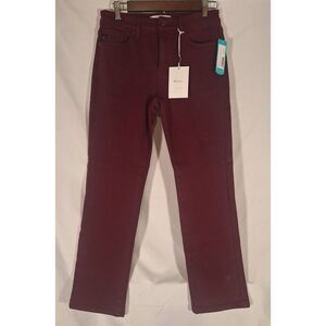 KanCan Madrid Mid Rise Slim Straight Jean Burgundy Size 4 NEW‎